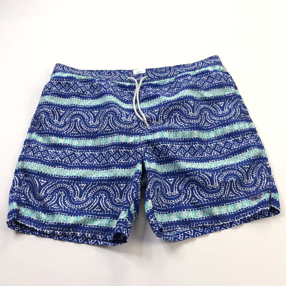Vineyard Vines Large (Fit 38In) Elastic Brief Lined Swim Trunk Shorts 6.5" Blue